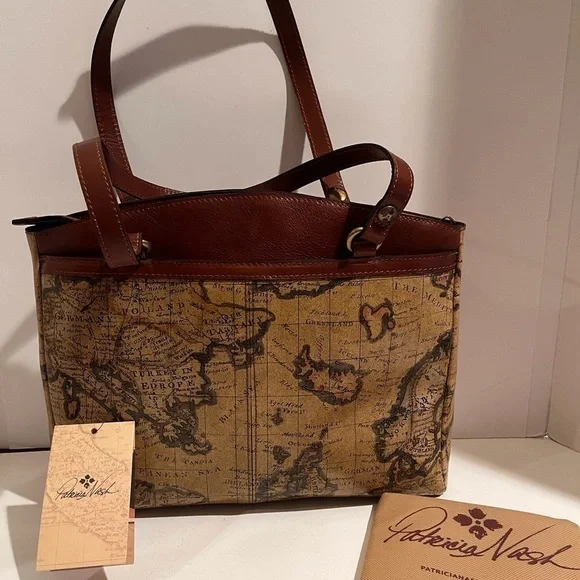 NWT Patricia Nash Leather European Map Collection Poppy Tote - Picture 15 of 15